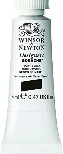 Winsor and Newton Designer Gouache 14 ml negro marfil, serie 1