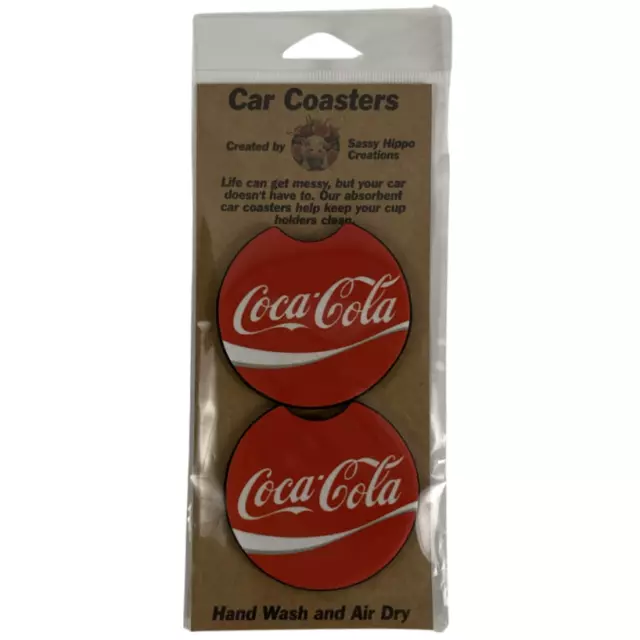 Car Coasters Coca-Cola Coke Soda Pop Beverage Set of 2 Neoprene Absorbent
