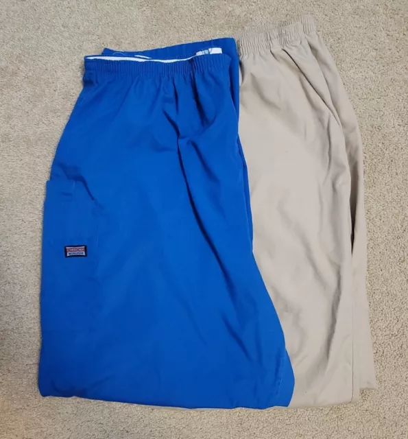 2 - Scrubs Womens Pants Size 3XL Blue Cherokee Workwear & Tan Khaki SB Scrub