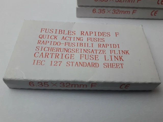 Fusible en verre rapide 6.35x32mm 250V.6.3A (1boite de 10).CE.RAPIDE F.