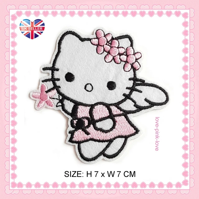 HELLO KITTY ANGEL SANRIO voll bestickte Applikation Bügeln Aufnähen Patch Abzeichen 🙂 UK
