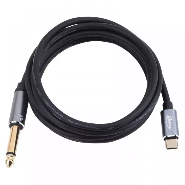 USB Type C to 6.35mm 1/4 inch Male TS Mono Interconnect Aux Audio Cable 1.8m