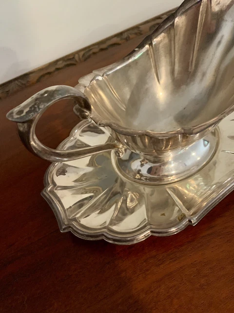 Vintage Gorham Heritage Silver Plated Gravy Boat & Plate Set EP YH17-1 Excellent