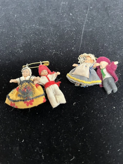 Broche Miniature Ancienne - Couple D'amoureux En Galalithe, Occasion Vintage