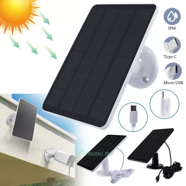 Solar Power Panel for Type C Wireless Battery Security Camera WIFI Outdoor IP66