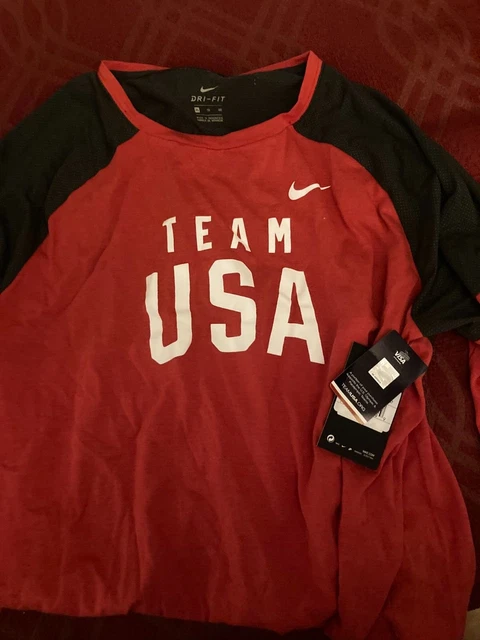 NIKE YOGA TEE Team USA Olympic Team T-Shirt Red DriFit Men Size M 