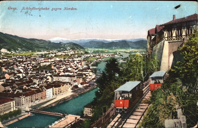 Graz, Schloßbergbahn gegen Norden