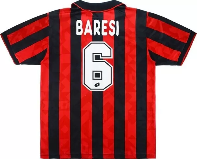 1995/96 AC Milan Jersey Retro Home Shirt /Baggio #18 Baresi #6/ Short-sleeve Top