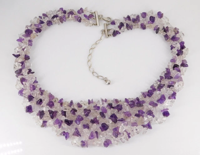 Jay King Desert Rose Trading Sterling Silver Amethyst & Quartz Necklace