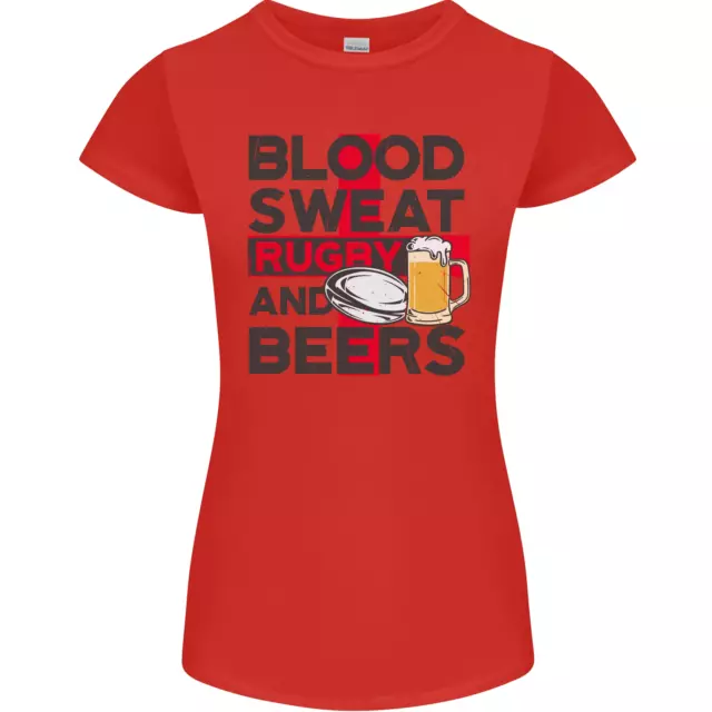 Blood Sweat Rugby and Beers England T-shirt divertente da donna petite cut 6