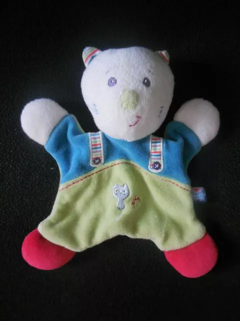 doudou plat chat ours blanc vert bleu SUCRE d'ORGE