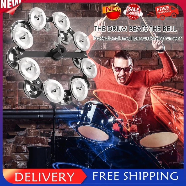 Drum Cymbals Hi Hat Tambourine Steel Bells with Row Jingles Portable Instrument