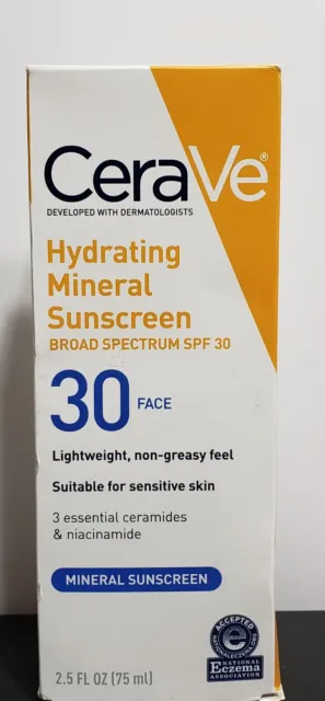 CeraVe Zinc Oxide Hydrating Min. Sunscreen FACE Lotion - SPF 30 - 2.5oz 06/2025