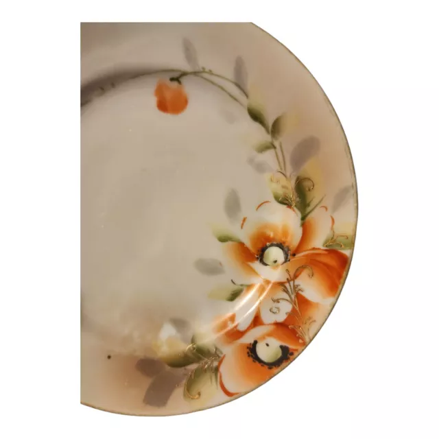 Vintage Hand Painted Nippon Bread Butter Plate Poppies 2