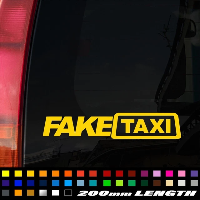 2 x FAKE TAXI Yellow Car Sticker Vinyl Decal Funny Bumper Window JDM