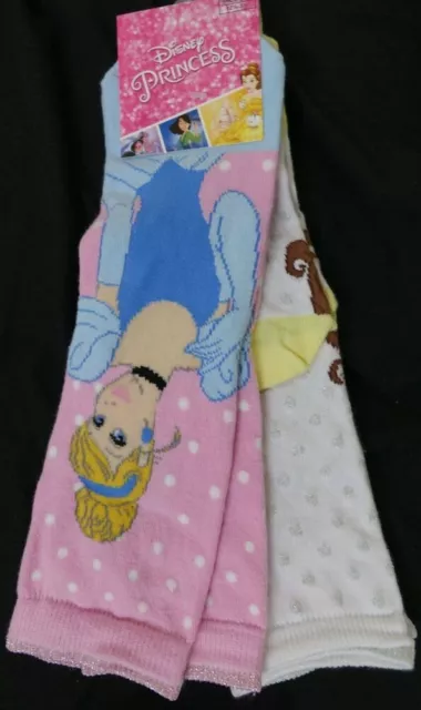 Girls Disney Princess Pack of 2 Socks Cinderella Belle UK Shoe Size 12.5/3.5