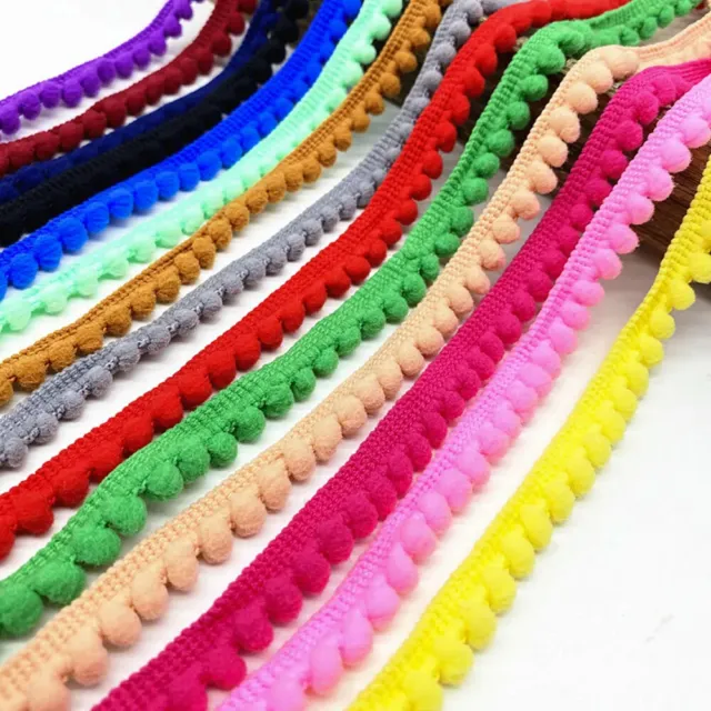 10Yards Pom Pom Lace Trim Mini Ball 11mm Wide Fringe Ribbon DIY Sewing Clothing