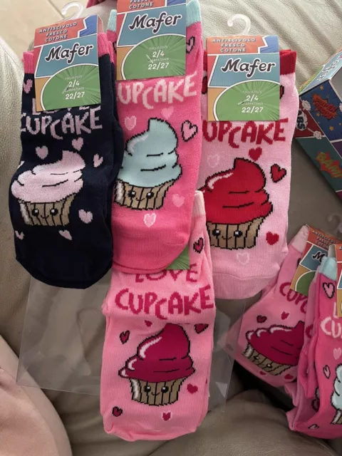 Calzini antiscivolo bambina Sottili Senza Spugna Interna Primaverili Cupcake