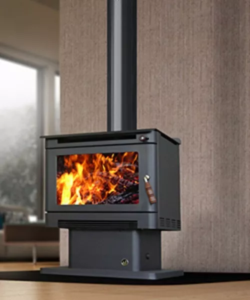 Wood Heater Ecomaxx Premium Pedestal - Metallic Black Fireplace
