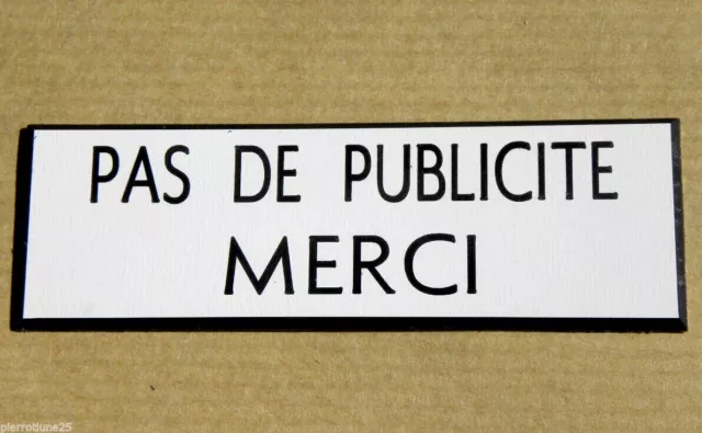 plaque gravée PAS DE PUBLICITE MERCI STOP PUB  petit format