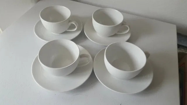 8 pc Gibson Everyday Embossed Rings Teacup & Saucer Set for 4 - Eclipse Pattern