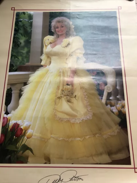 Vintage Dolly Parton Original Poster 22" x 27" vintage country Yellow Dress RARE