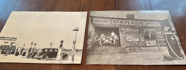 Antique Gas Station Mobil oil Large Poster Prints Lot Of 2 21.5” X 16.5”