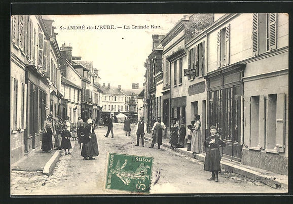 CPA Saint-Andre-de-l´Eure, La Grande Rue, vue de la rue 1907