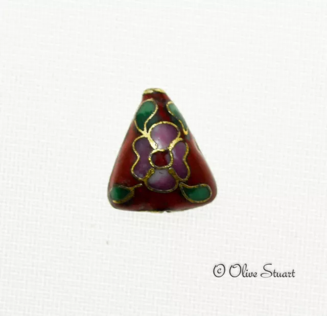 Oriental Cloisonne Beads Loose Triangle 12mm x 14mm 3