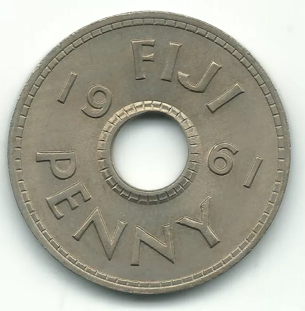 Very Nice  High Grade Unc/Bu 1961 Fiji One 1 Penny Coin-Jul506