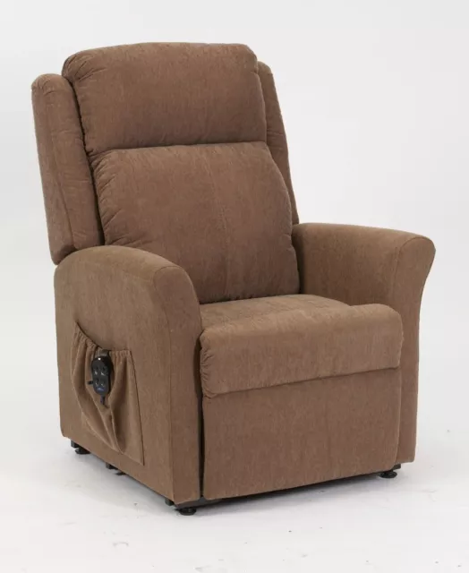 Memphis Dual Motor Riser Recliner Petite Chair - Brown Mushroom - Brand New