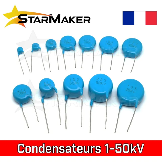 Condensateur Haute Tension Céramique 1 2 3 6 10 15 20 30 50 kV Marx Tesla Coil