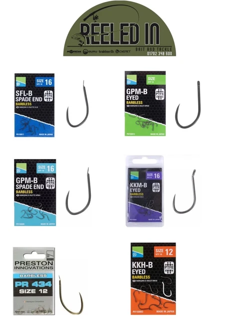 Preston Innovations PR 412 Amo Da Pesca Barbless Misura 20, Con Terminale A Paletta, Per Pesca Sportiva