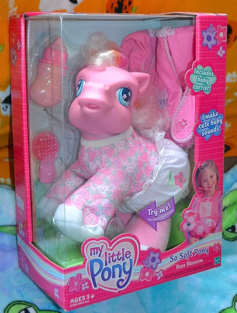 My Little Pony G3 So Soft Pony PINK Rose Blossom 2003 Hasbro PLUSH, NIB, SEALED