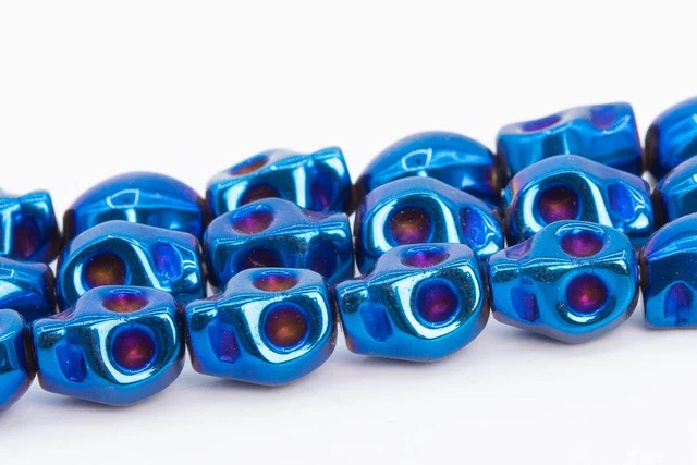 Blue Hematite Skull Beads Grade AAA Gemstone Loose Beads 8x6MM 10x8MM
