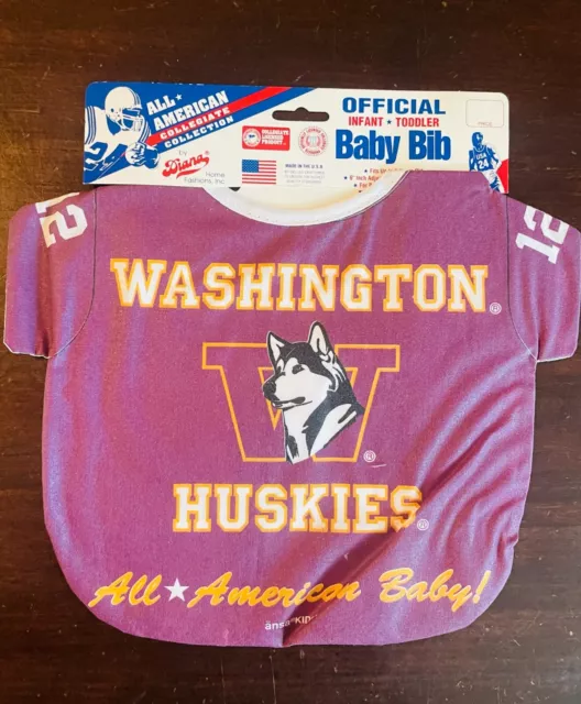 Adorable Ncaa Washington Huskies Football Jersey All American Baby Toddler Bib