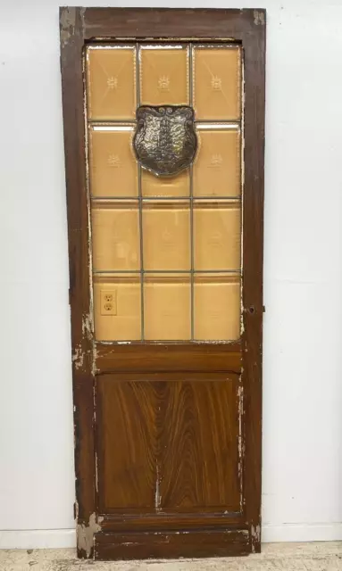 92" French Antique Painted/Stained and Beveled Glass Door