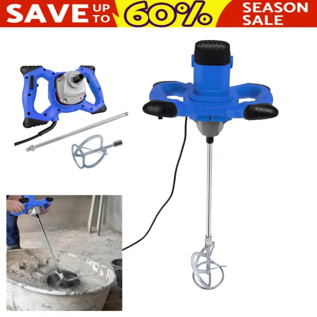 Electric Plaster Paddle Mixer Drill Mortar Cement Paint Stirrer 6 gears 2600W US