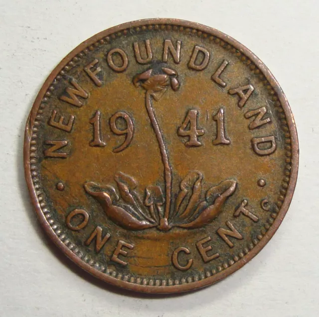 1941 Newfoundland Canada One 1 Cent George Vi Small Penny Coin