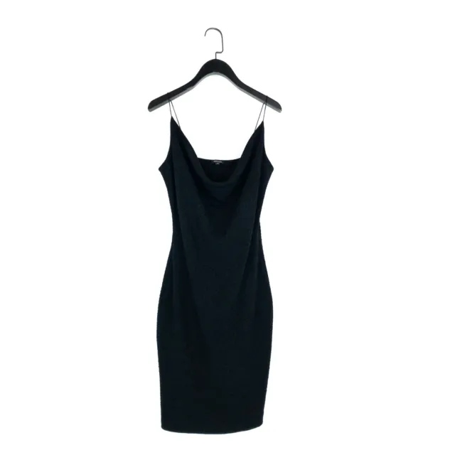 River Island Black Cowl Neck Jacquard Textured Bodycon Mini Dress - Size 10