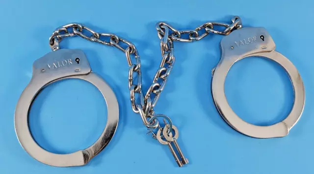 Valor Leg Cuffs Restraints NOS Nickel Finish