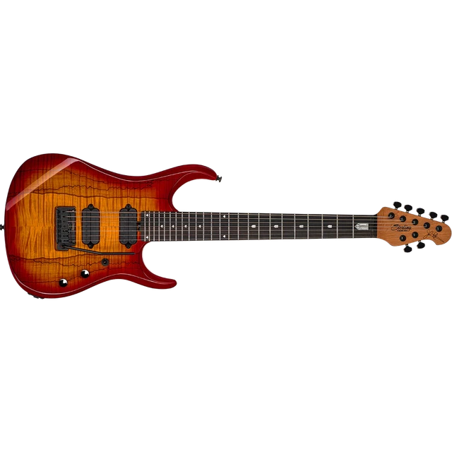 Sterling by Music Man Petrucci JP157 DiMarzio 7-String Guitar Blood Orange Burst
