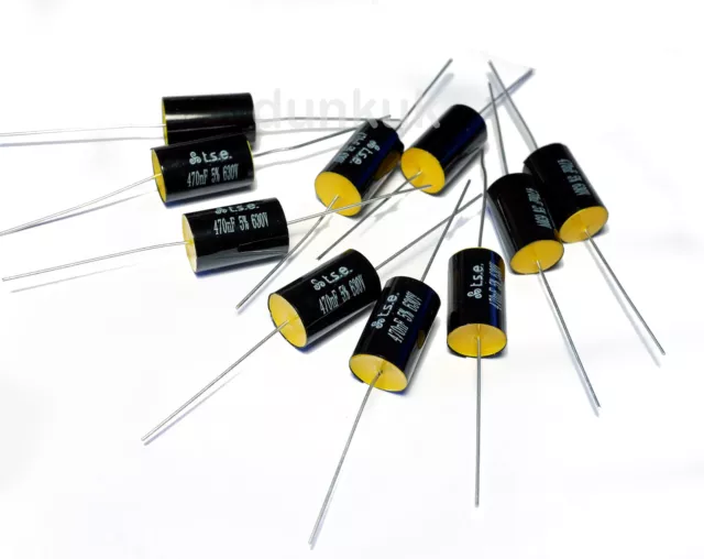 10x Capacitor 0.47uF 470nF 5% 630V Polypropylene Axial Valve Metal Film Audio UK