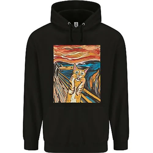 Felpa con cappuccio bambini pittura urlante gatto parodia