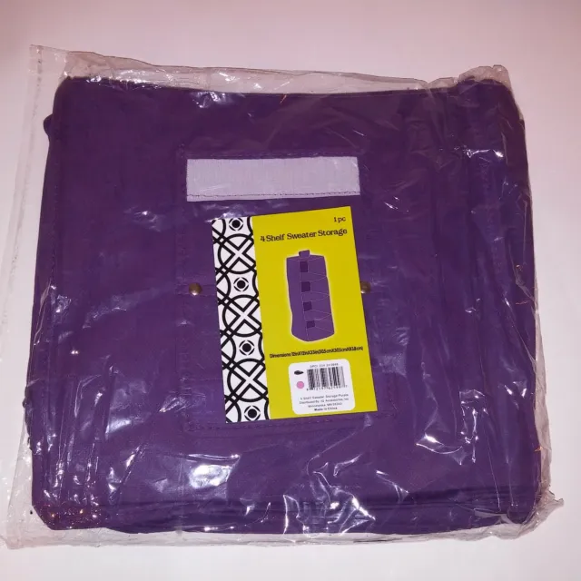 Almacenamiento de suéter 4 estantes organización colgante 12 x 12 x 33 armario púrpura nuevo