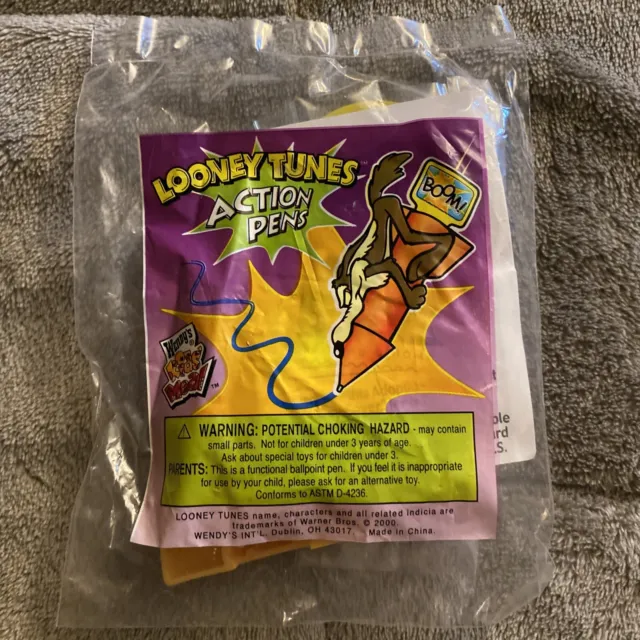 Vintage 2000 Looney Tunes Wile E. Coyote Action Pen From Wendys SEALED