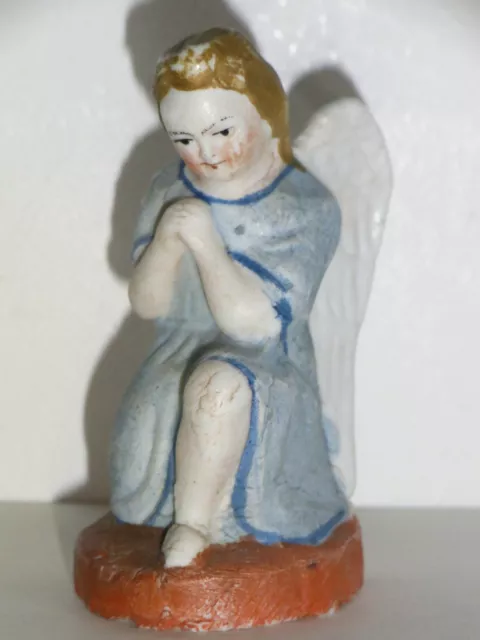 09B70 Antike -statue Ange Polychromie Bisquit Krippe Art Religion XVIII - XIX