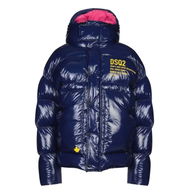 Dsquared2 Hooded Goose Down Blue Padded Puffer Jacket IT48 Medium M RRP £1250 D2