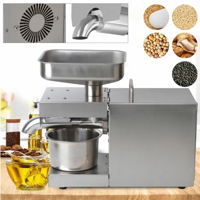 600W Commercial Automatic Cold Hot Oil Press Machine Cold Hot Oil Extractor 110V