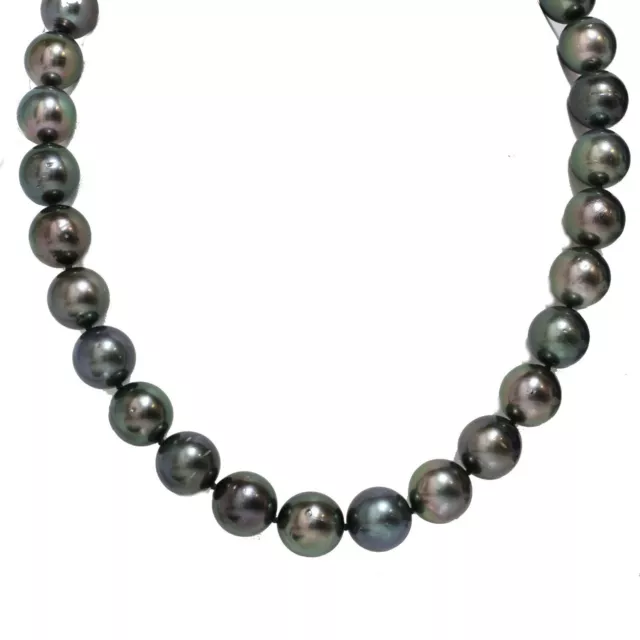 Tahitian South Sea Pearl Necklace 14 - 11 mm black 18" 14kt gold clasp
